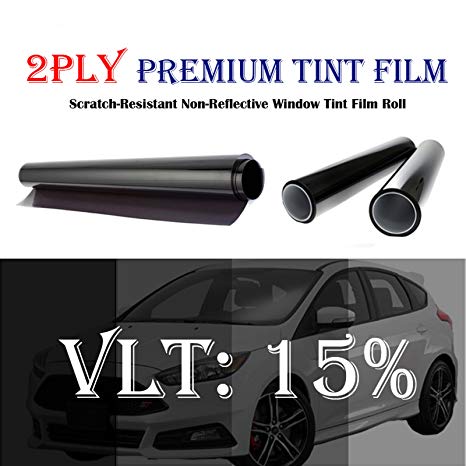 2PLY 1.5 mil Premium 15% VLT 30 In x 10 Ft (30 x 120 Inch) Feet Uncut Roll Window Tint Film Auto Car Home