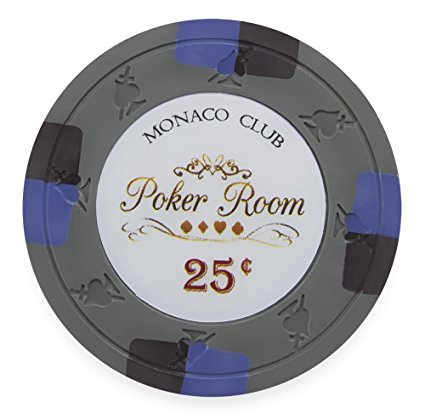 Pack of 50 Monaco Club Poker Chips, Heavyweight 13.5-gram Clay Composite by Claysmith Gaming