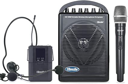 Hisonic HS120B Rechargeable & Portable PA (Public Address) System with Built-in UHF Wireless Microphone (1 Handheld  1 Belt-Pack)