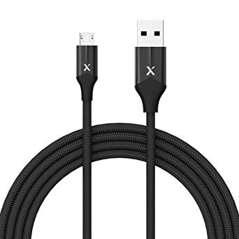 Xcentz Micro USB Cable 3ft, Premium Double Nylon Braided Charging Cable Android Charger Cable for Galaxy S7/S6/S5, Kindle, LG, HTC, Sony, Nexus, Tablet and More (3ft; Black)