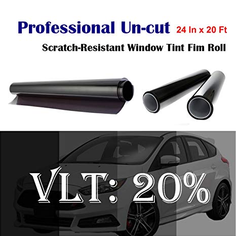 Mkbrother Uncut Roll Window Tint Film 20% VLT 24" In x 20' Ft Feet Car Home Office Glass