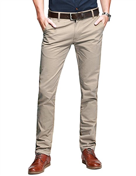 Match Mens Slim-Tapered Flat-Front Casual Pants