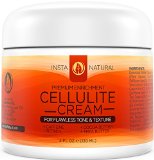 Cellulite Cream With Caffeine and Retinol - Natural Firming Lotion and Dimple Remover for Legs Arms Stomach and Buttocks - No Wrap - Vitamin C and E  Organic Jojoba Oil and Cocoa Butter - InstaNatural - 4 OZ