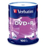 Verbatim 47 GB up to 16x Branded Recordable Disc DVDR 100-Disc Spindle 97459