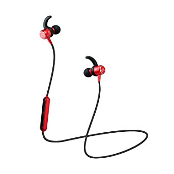 Vonpri Magnetic Bluetooth Headphones Sweatproof Wireless Earphones with Built-in Mic Secure Fit for Sports (Red)