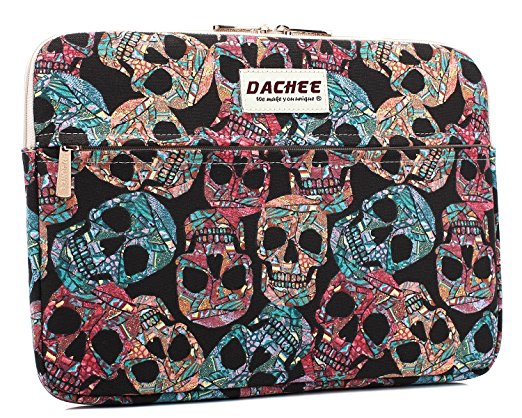 Dachee Rock Skull Pattern 13 inch Canvas laptop sleeve with pocket 13 inch 13.3 inch laptop case macbook air 13 case macbook pro 13 sleeve