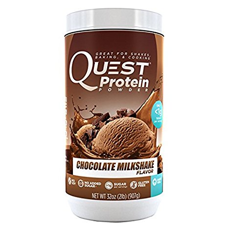 Quest Nutrition Protein Powder, Chocolate Milkshake, 23g Protein, 84% P/Cals, 0g Sugar, 2g Net Carbs, Low Carb, Gluten Free, Soy Free, 2lb Tub