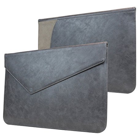 Macbook Pro Touch 15" (2016, 2017) Sleeve, Snugg - Slate Grey Leather Sleeve Case Protective Cover for Macbook Pro Touch 15" (2016, 2017) 15" Touchbar