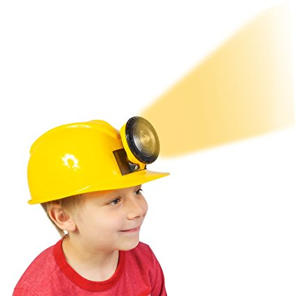 Construction Hat - Dress Up for Kids & Adults - Adjustable Miner Hat with Light by Funny Party Hats