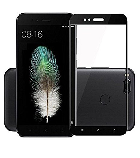 BRAND AFFAIRS Xiaomi Mi A1 Tempered Glass[For New Release Xiaomi Mi Android One] [Covers Only Flat Part Of Screen due to Curved Edges of Phone] Protector -Black Colour