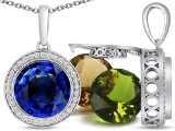 Switch-It Gems Round 10mm Simulated Sapphire Pendant Total of 12 Simulated Stones