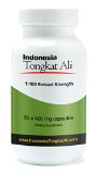 Natural Testosterone Booster - Indonesia Tongkat Ali Extract 1100 extract strength - 50 capsules - 400 mg per capsule also known as Longjack or Eurycoma Longifolia Jack