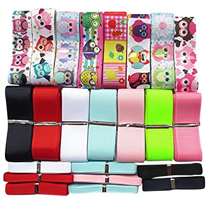 Chenkou Craft Grosgrain Ribbon Baby Owls Assorted Size Color Craft Hair Bows Hairband DIY Packing Lots Bulk (Owl Lots)