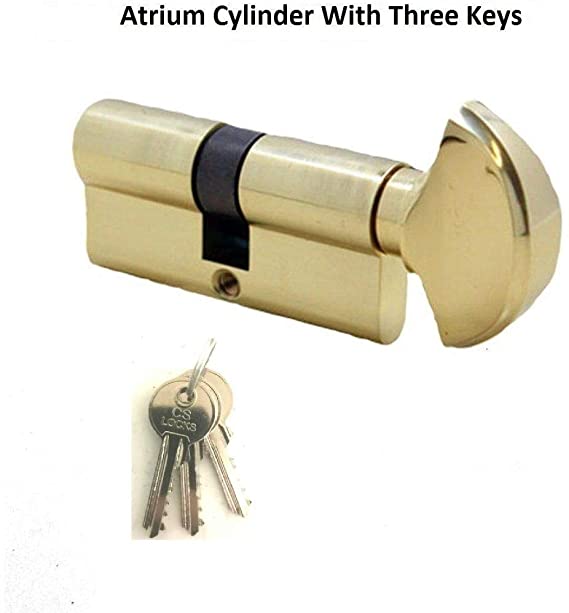 Atrium Lock Single Profile Cylinder with 3 Keys (2-1/2" Long) (Brass)