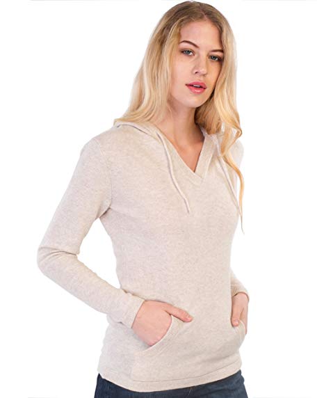cashmere 4 U 100% Cashmere Sweater Hoodie Pullover for Women