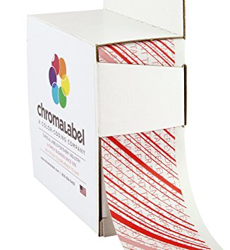 1-3/8" x 480" Tamper Evident Tape | White Tape with Red Diagonal Lines | Permanent Adhesive