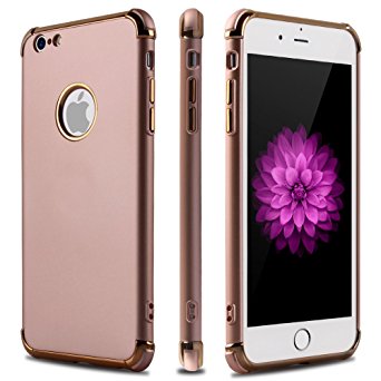 iPhone 6S Plus Case,iPhone 6 Plus Case,Casegory 3 in 1 Ultra Thin Slim Fit Sleek Stylish Armor Soft Velvet Texture Full Shockproof Protection Scratch Resistance Non-Slip iPhone Phone Case-Shiny Gold