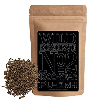 Organic Pu-erh Black Tea, Wild Reserve 1000-year Pu-Erh, Aged 12 months min, Wild Foods (2 ounce)