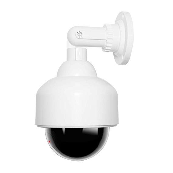 DEFEWAY Fake Camera, Dummy Security Camera, Dome PTZ Shaped Realistic Look Surveillance Camera with Flashing Red LED Light, Perfect for Home and Businesses Security