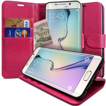 S6 Edge plus Case - Profer Fashion Design Luxury Leather Protective Hard Case Cover Flip for Samsung Galaxy S6 Edge plus (Leather Hot Pink)
