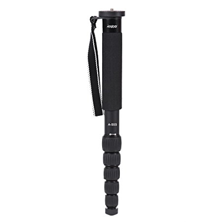 Andoer A-555 61.4 inch/ 156cm Lightweight Monopod 6 Section Compact Aluminum Alloy Unipod for Nikon Canon Sony Pentax Camera Max. Load 10kg / 22lbs