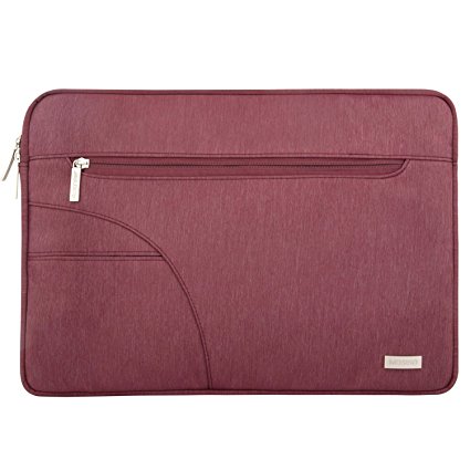 Mosiso Polyester Fabric Laptop Sleeve Carrying Case Cover Protective Bag for 13-13.3 Inch MacBook Pro, MacBook Air, Ultrabook Netbook Tablet, Wine Red