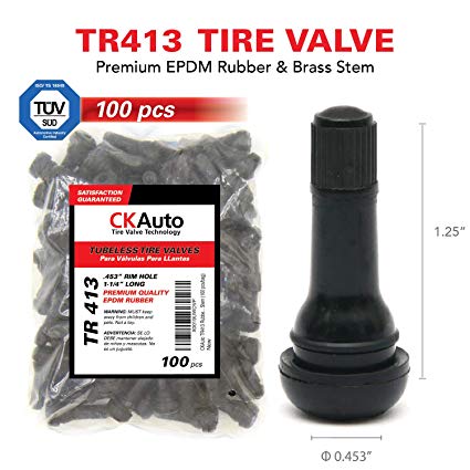 CK Auto TR413 Rubber Snap-in Tire Valve Stem (100pcs/bag)