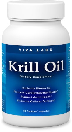 Viva Labs Krill Oil: 100% Pure Antarctic Krill Oil - Highest Levels of Omega-3s in the Industry, 1250mg/serving, 60 Capliques