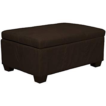 36" x 24" x 18" high Tufted Padded Hinged Storage Ottoman Bench, Microfiber Suede Chocolate Brown