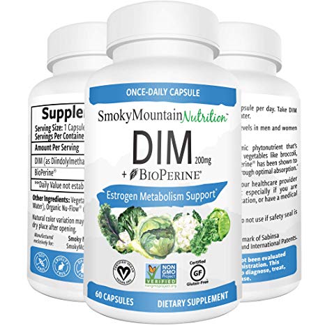 DIM Diindolylmethane  Extra Strength- 200mg 2 Month Supply Promotes Beneficial Estrogen Metabolism in Both Men and Women Must Have for Adults Over 40