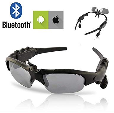 e-TKT Bluetooth Sunglasses Headset Headphone Wireless Music Sunglasses Polarized Lenses Outdoor Stereo Headphones Handsfree Headset for iPhone Samsung LG and Smart Phones PC Tablets(Black-Gray)