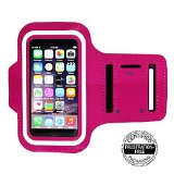 iPhone 55S5c Running and Exercise Armband with Key Holder and Reflective Band  Also Fits iPhone 44S and iPod Touch 5th and 6th Generation Hot Pink