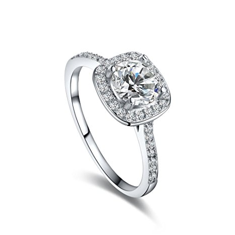 Angelady Exquisite Rings Platinum Plated with CZ Diamond Fashion Environmental Micro-inserted Jewelry (6, Silver)