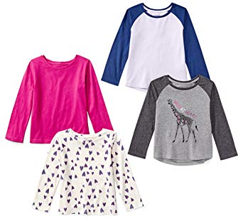 Spotted Zebra Girls' 4-Pack Long-Sleeve T-Shirts