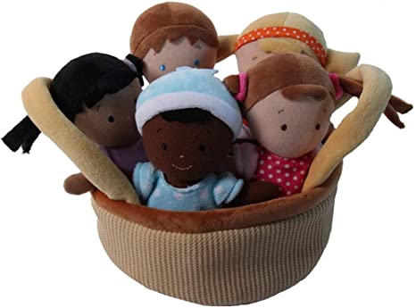 Snuggle Stuffs Basket of Buddies 7" Plush Diversity Dolls - Set of 5
