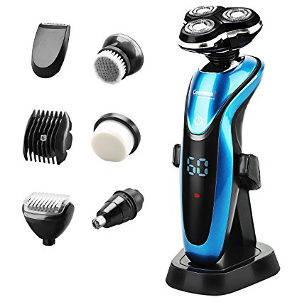 Ceenwes Electric Razor 7 in 1 Beard Trimmer Waterproof Man's Grooming Kit Hair Clippers Dry&Wet Nose Hair Trimmer Cordless Rechargeable Facial & Body Hair Trimmer for Men &Women