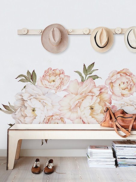Peony Flowers Wall Sticker - Vintage Peach - by Simple Shapes