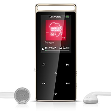 AGPTEK A01 8GB Sport MP3 Player Lossless Sound Metal Music Player with Touch Button & Independent Lock (Support up to 128GB), Black