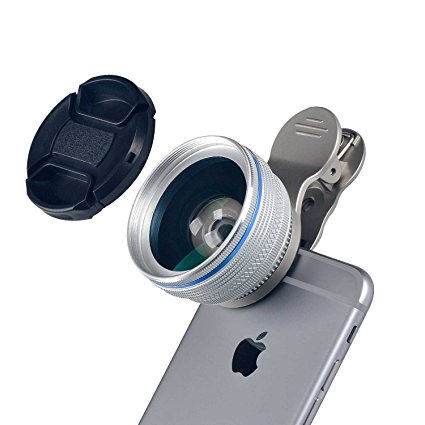 Aiker 2 in 1 HD Phone Camera Lens Kit, 0.45X Super Wide Angle Lens   15X Marco Lens, 49mm Diameter Thread Clip-On Phone Lens for iPhone, Samsung, HTC, LG and Most Smartphone (Silver)