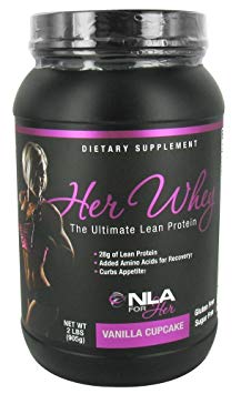 NLA for Her - Her Whey - Ultimate Lean Whey Isolate Protein - 28g of Lean Protein, Added Amino Acids for Recovery, Builds Muscle, & Helps Curb Appetite - Vanilla Cupcake - 2 Lb Tub