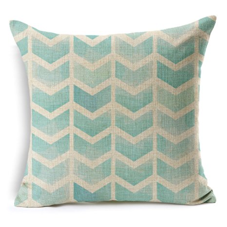 HomeChoice Cotton Linen Vintage Retro Arrows Striped Durable Home Square Decorative Throw Pillow Cover Accent Cushion Cover Pillow Shell Bed Pillow Case For Car Safa 18 By 18 Inches (18"X18"),Aqua Blue