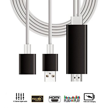 HD Mirroring Cable Lightning to HDMI Adapter Digital AV to HDMI Cable Converter for Samsung iPhone iPad to Mirroring on HDTV Projector - Plug and Play