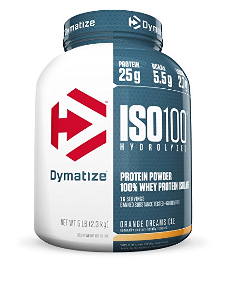 Dymatize ISO 100 Whey Protein Powder Isolate, Orange Dreamsicle, 5 lbs