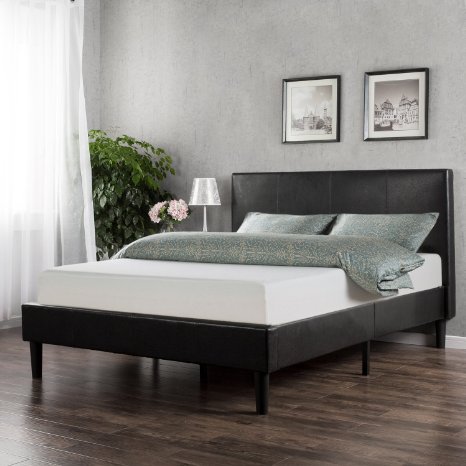 Sleep Master Memory Foam 10 Inch Mattress and Faux Leather Platform Bed Set Queen