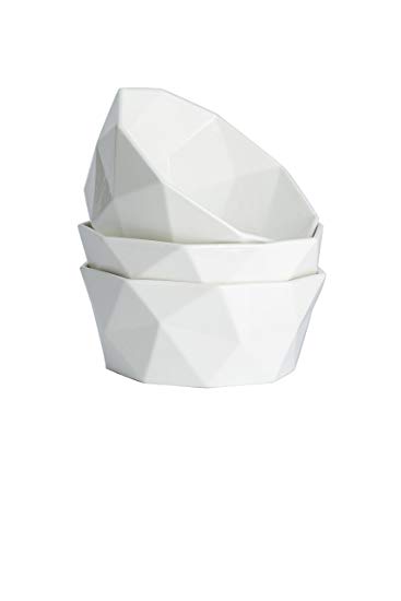 54-Ounce Porcelain Bowl Set for Cereal, Salad and Desserts, Set of 3,White,by HITFUN