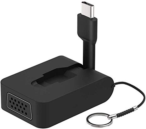 ZONSK USB C To VGA Adapter Keychain,USB TypeC (Thunderbolt 3 Compatible), Mini Video Converter 1080P@60HZ, Switch Into Monitor Projector HDTV