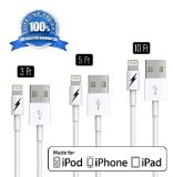 3 ft 5 ft 10ft Certified iPhone 5 and 6 Charging Cable Variety Pack - 8-pin Lightning Cord USB for iPhone 6 and 6 Plus55s5c and iPads - Portable White Connector for Home or Travel - Fits iPad Mini iPad Air iPod Nano and iPod Touch and iPhone 5s - Genuine Authentication Chip Ensures the Highest Quality Charge with the Fastest Sync and Data Transfer for All IOS Devices - Extremely Durable 1x 1 Meter33 Feet - Lifetime Guarantee 1 x 3 ft 1 x 5 ft 1 x 10 ft Variety Pack