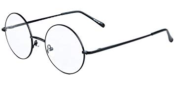 Beison Round Reading Glasses Spring Hinge Metal Readers 46mm ( 1.25, Black)