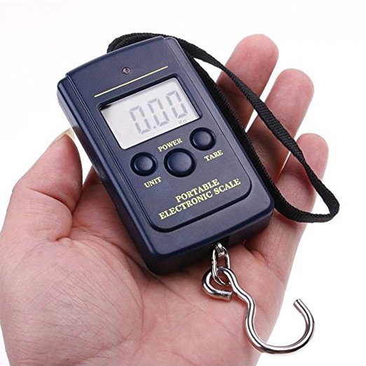 Fish Scales, Hinmay Portable LCD Digital Hanging Luggage Scale, 88lb/40kg Capacity Electronic Balance Digital Fishing Postal / Kitchen / Luggage /shopping Scale, Black