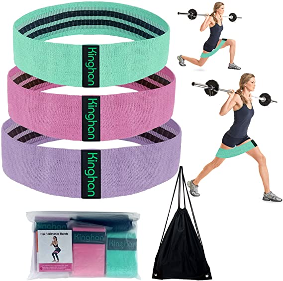 Kinghan Resistance Exercise Bands,Booty Bands, Non Slip Resistance Bands for Legs and Butt, Workout Bands Exercise Bands, 3 Pack